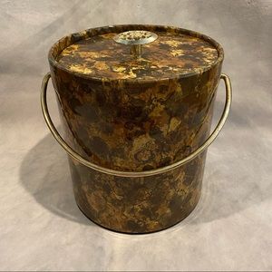 Vintage Thermo Serve, West Bend Ice Bucket, Gold & Brown Barware.